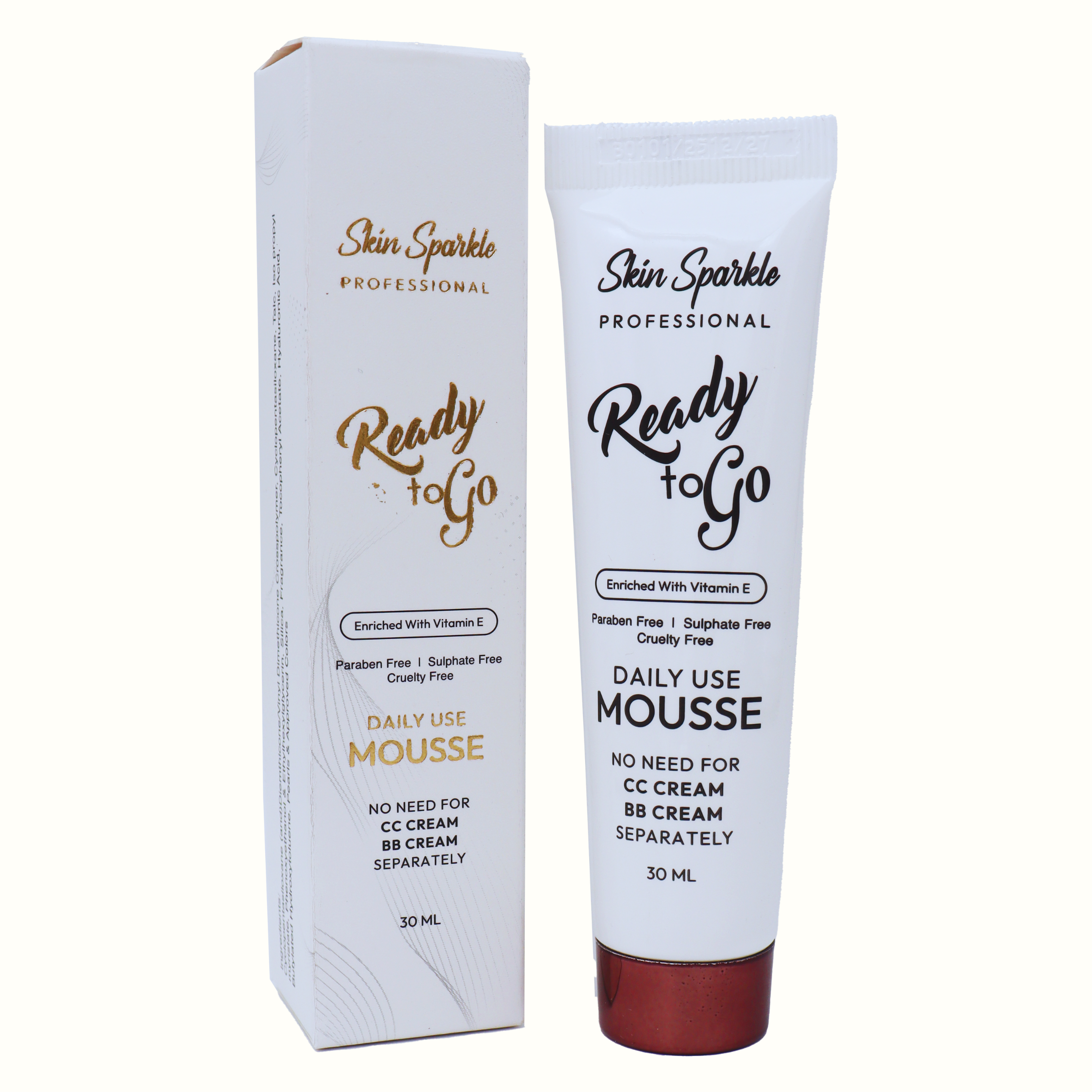 Skin Sparkle Professional Ready to Go Daily Mousse, Vitamin E Enriched, Paraben-Free, 30ml