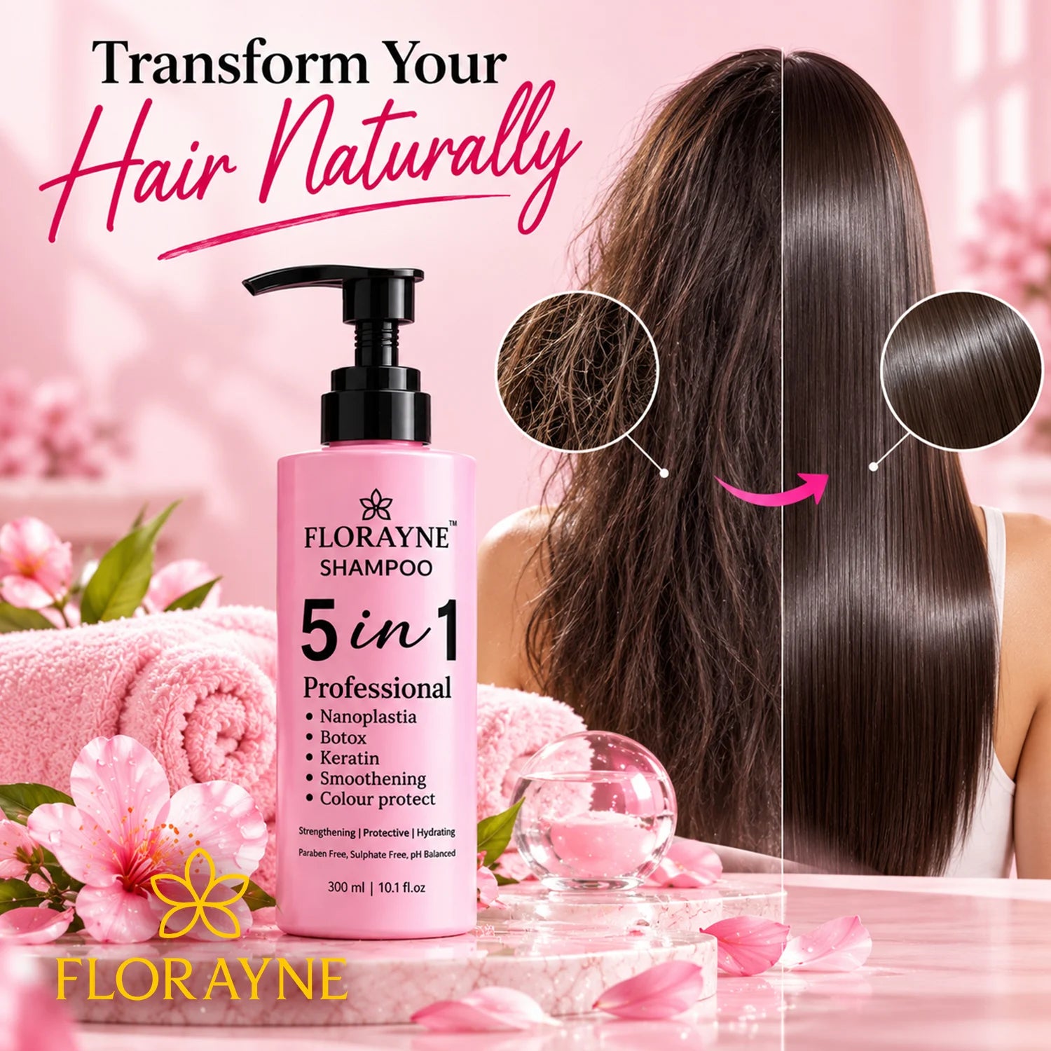 FLORAYNE 5-in-1 Professional Shampoo – 300 ml